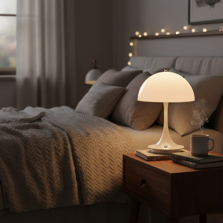 Nowoczesna LED-owa lampa stołowa w kształcie grzyba